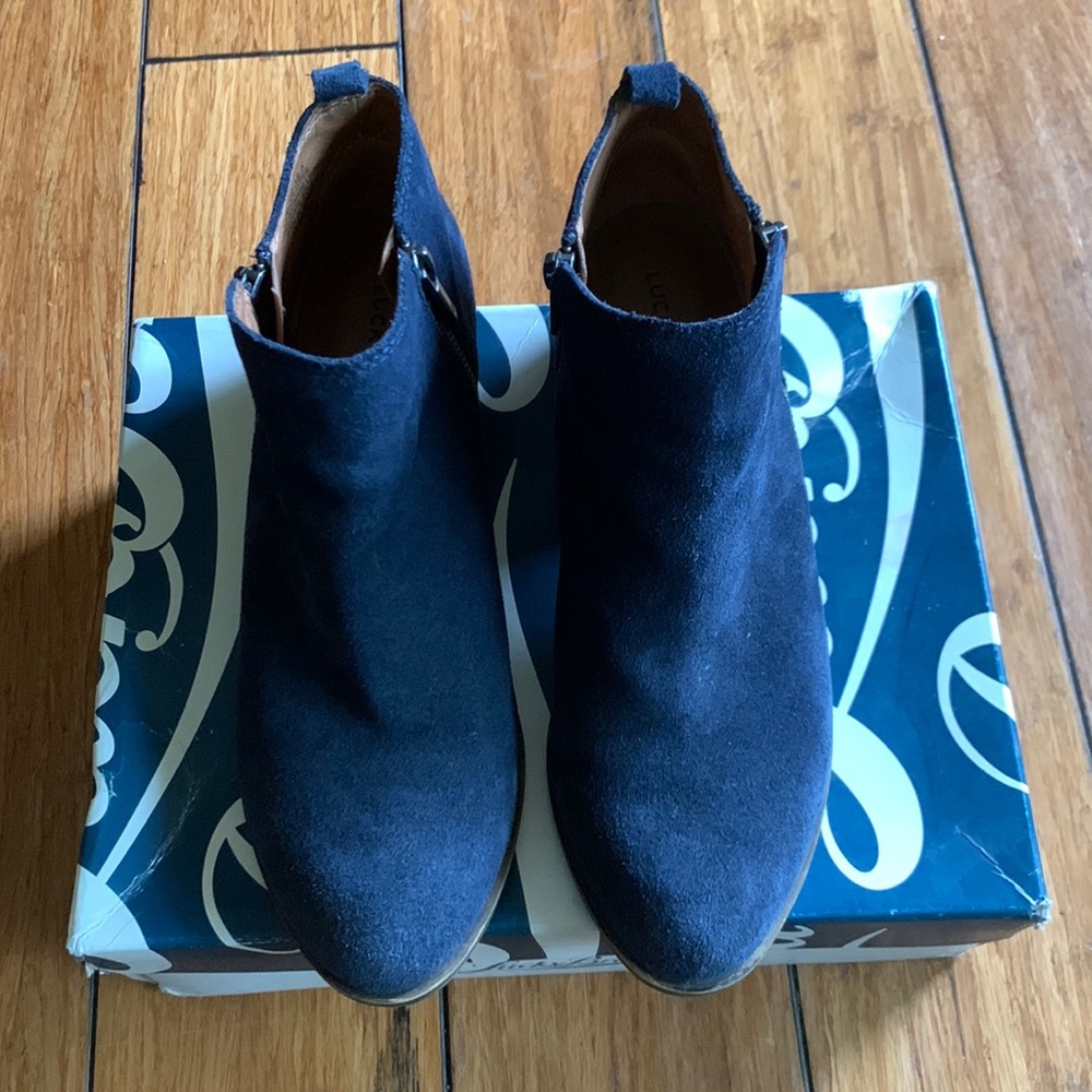 Lucky Brand Navy Suede Booties